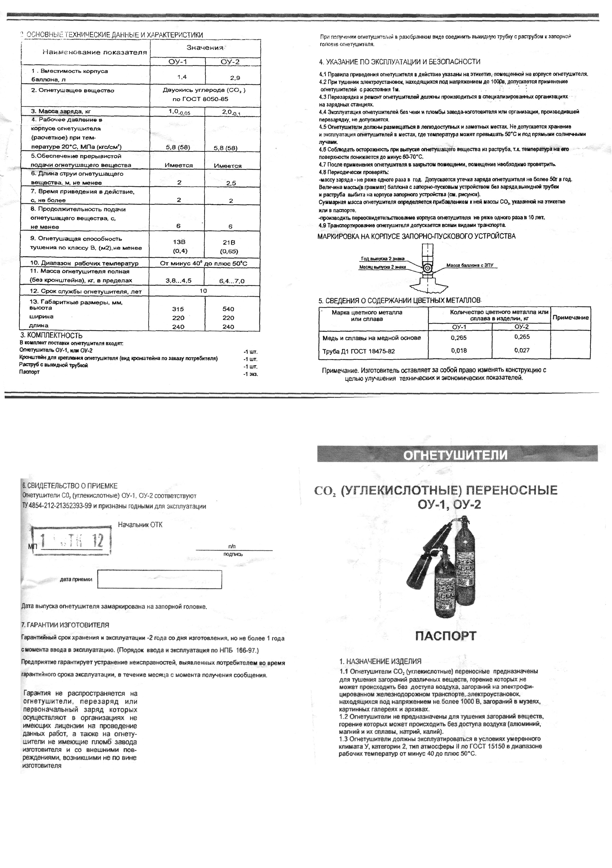 Инструкция по применению огнетушителя оу